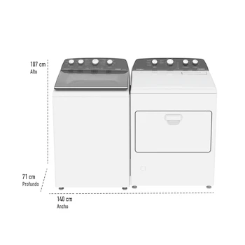 Imagen 2 de Whirlpool Combo Lavadora Carga Superior 22 Kg + Secadora a Gas Carga Frontal 21 Kg Blanco