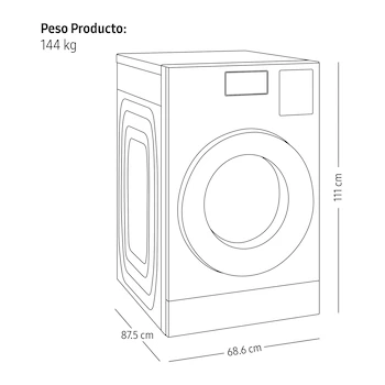 Imagen 5 de Lavasecadora Eléctrica Samsung de Carga Frontal 26 kg Lavado 15 kg Secado Modelo WD26DB8995BZAX Color Inox Negro