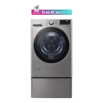 Imagen alusiva al producto Lavasecadora LG Eléctrica con Pedestal 22 Kg Lavado 13 Kg Secado Carga Frontal Modelo WD22VV2S6R Gris