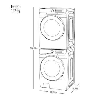 Imagen 3 de Samsung WF22DV246P Centro de Lavado Frontal 22 Kg Inox Lavadora Eléctrica y Secadora Gas Natural Convertible a LP
