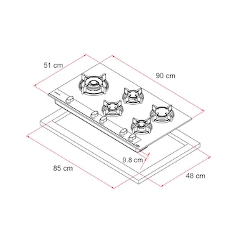 Imagen 3 de Teka Infinity G1 Parrilla de Gas en Cristal Vitrocerámico Biselado Negro de 60 cm