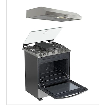 Imagen 4 de Whirlpool Combo Estufa de Piso Gas LP 30 Pulgadas + Campana Empotrable Acero Inoxidable