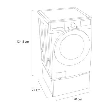 Imagen 3 de Lavasecadora Eléctrica LG con Pedestal 22 Kg Lavado 13 Kg Secado Inverter AI DD Carga Frontal Modelo WD22BV2S6R Negro