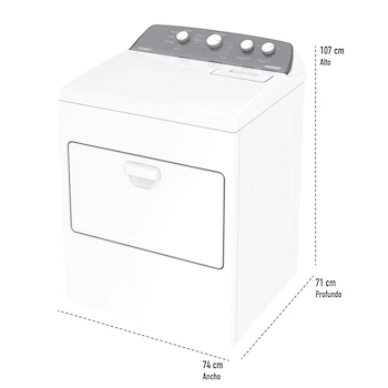Imagen 3 de Whirlpool Secadora a Gas Carga Superior 21 Kg Blanca Modelo 7MWGD2040JM