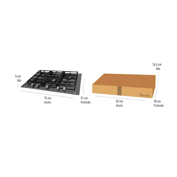 Imagen 3 de Parrilla Vitrocerámica a Gas Teka GZC 75330 5 Quemadores 75 cm Cristal Negro