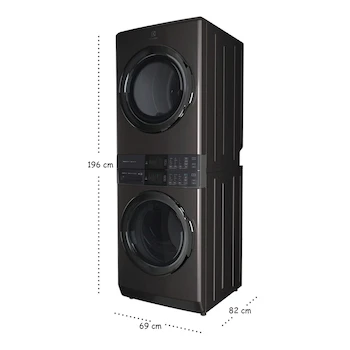 Imagen 3 de Electrolux Lavasecadora Eléctrica 21 Kg Laundry Tower Serie 600 Carga Frontal ELTE7600AT Gris Titanio