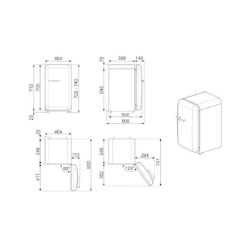 Imagen 5 de Frigobar Smeg FAB5URCR3 Estilo Años 50 Crema 1.5 Pies Cúbicos