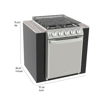 Imagen 3 de Estufa Empotrable de Gas Mabe 20 Pulgadas Acero Inoxidable