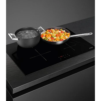 Imagen 2 de Smeg SI4642B Parrilla de Inducción Empotrable 60 cm 4 Quemadores Negro Vidrio
