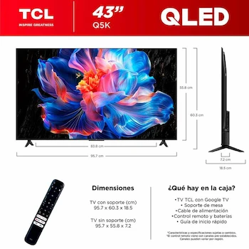 Imagen 2 de Televisor TCL de 43 Pulgadas 4K UHD QLED con Google TV Modelo 43Q5K