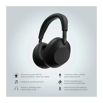Imagen 5 de Sony Audífonos Inalámbricos Bluetooth Over-Ear WH-1000XM6 Negros