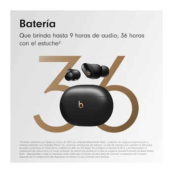 Imagen 3 de Audífonos Inalámbricos Bluetooth Beats Studio Buds + Modelo MJ4X3LL/A Color Negro Oro