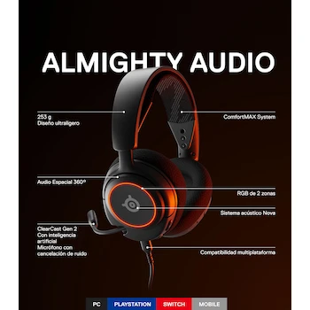 Imagen 2 de Audífonos Alámbricos Gaming SteelSeries Arctis Nova 3 Negro