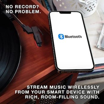 Imagen 3 de Victrola VTA-200B-MAH Mahogany Nostalgic 6-in-1 Bluetooth Record Player Multimedia Center with Turntable CD Cassette FM Radio