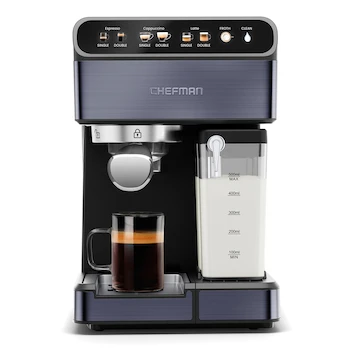 Imagen alusiva al producto Chefman Barista Pro Plus Cafetera Espresso Máquina de Café para 7 Tazas Color Negro Acero Inoxidable