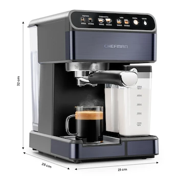Imagen 4 de Chefman Barista Pro Plus Cafetera Espresso Máquina de Café para 7 Tazas Color Negro Acero Inoxidable