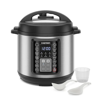 Imagen 3 de Chefman RJ40-6-D-BLACK Olla de Presión Eléctrica Acero Inoxidable Negro 5.6 L