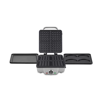 Imagen 4 de Cuisinart WAF-300P1 Waflera Belga de Acero Inoxidable con Placas Intercambiables para 4 Waffles y 4 Hot Cakes