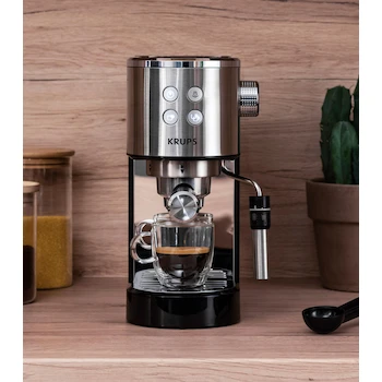 Imagen 2 de Cafetera Espresso Automática Krups Espresseria Divine XP444C50 Plateada con Depósito de Agua de 1.7 L y Contenedor de Granos de 260 g