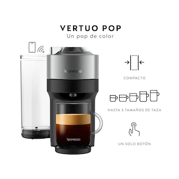 Imagen 2 de Cafetera Nespresso Vertuo Pop Deluxe by De'Longhi Color Titan con Tanque de Agua de 1.1 Litros
