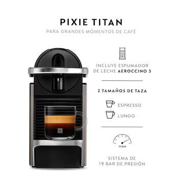 Imagen 3 de Combo Nespresso De'Longhi Cafetera Pixie Titán con Tanque de Agua 0.7L y Termo de Viaje