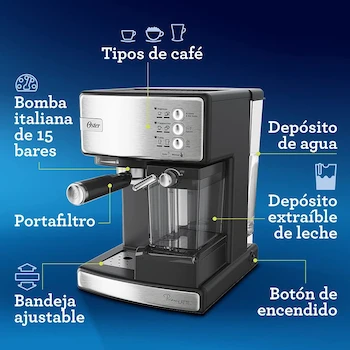 Imagen 4 de Cafetera Automática Oster PrimaLatte BVSTEM6603SS de Acero Inoxidable para 2 Tazas