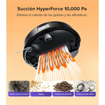 Imagen 5 de Aspiradora Robot Roborock Q10 VF Blanca, Modelo Q10 VF, Serie Q, Capacidad de Contenedor de Polvo 470 ml, Capacidad de Tanque de Agua 350 ml, Dimensiones 353 x 350 x 96.5 mm