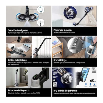 Imagen 5 de Aspiradora Inalámbrica Samsung BESPOKE AI Jet Lite Modelo VS25C9754QG Color Gris 280W