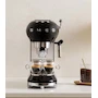 Miniatura de Cafetera Expreso Smeg 50's Style ECF02BLUS Negra con Tanque de 1.1 Litros