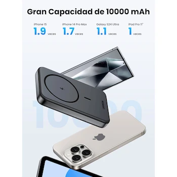 Imagen 3 de UGREEN PB206 Batería Portátil Magnética 10000 mAh Negro