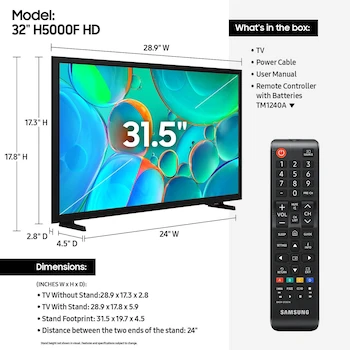 Imagen 2 de Samsung Smart TV 32 Pulgadas Clase HD H5000F Modelo 2025