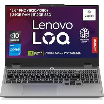 Imagen alusiva al producto Lenovo LOQ 15IRX10 15.6" Gaming Laptop Intel Core i5 NVIDIA GeForce RTX 4050 24GB RAM 512GB SSD Luna Grey Windows 11 Home