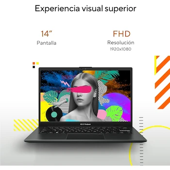 Imagen 4 de ASUS VivoBook Go 14 E1404FA-NK186W 2025 Mixed Black Laptop 14 Pulgadas AMD Ryzen 3 7320U 8GB RAM 512GB SSD Teclado Español Garantía México