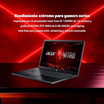 Imagen 3 de Acer Nitro V ANV15-51-95KN Laptop 15.6" Intel Core i9-13900H 16GB RAM 1TB SSD NVIDIA GeForce RTX 4060 Obsidian Black with 1 Year Free Theft and Natural Disaster Insurance
