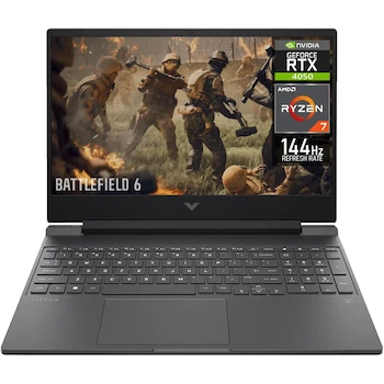 Imagen alusiva al producto HP Victus 15-fb3093dx Gaming Laptop AMD Ryzen 7 8845HS 16GB RAM 512GB SSD NVIDIA GeForce RTX 4050 15.6" FHD Mica Silver Windows 11 Home English Keyboard