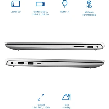 Imagen 3 de Laptop Dell Inspiron 15 Modelo DC15255 Pantalla 15.6 Pulgadas Resolución Full HD 1920x1080 Procesador AMD Ryzen 5 7520U Memoria RAM 8GB Almacenamiento 512GB SSD Sistema Operativo Windows 11 Home en Español Color Negro