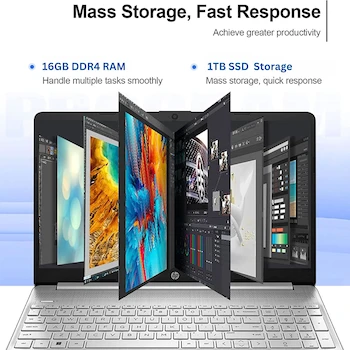 Imagen 2 de Laptop HP Pavilion 15.6" HD Táctil, Intel Core, 16GB RAM, 1TB SSD, Windows 11 Home, Plateada