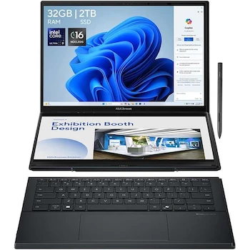 Imagen de referencia para ASUS Zenbook Duo 2025 UX8406MA Intel Core Ultra 9 32GB RAM 2TB SSD Dual 14" 3K OLED Touchscreen Inkwell Gray Laptop