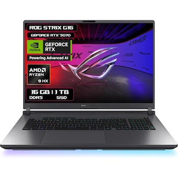 Imagen de referencia para ASUS ROG Strix G16 2025 Gaming Laptop Ryzen 9-9955HX NVIDIA GeForce RTX 5070 16GB RAM 1TB SSD Teclado Español Garantía México