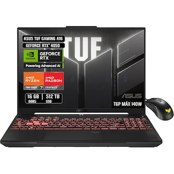Imagen alusiva al producto ASUS TUF Gaming A16 FA607NUG AMD Ryzen 7 NVIDIA GeForce RTX 4050 16" Laptop Mecha Gray