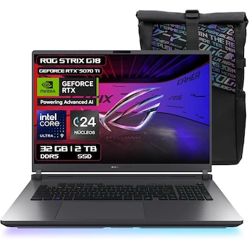 Imagen 1 de ASUS ROG Strix G18 (2025) Laptop with NVIDIA GeForce RTX 5070 Ti 12GB GDDR7, Intel Core Ultra 9 275HX, 32GB RAM, 2TB Storage, ROG Backpack Included, Spanish RGB Keyboard, Mexico Warranty and Service