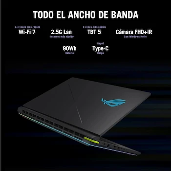 Imagen 4 de ASUS ROG Strix G18 (2025) Laptop with NVIDIA GeForce RTX 5070 Ti 12GB GDDR7, Intel Core Ultra 9 275HX, 32GB RAM, 2TB Storage, ROG Backpack Included, Spanish RGB Keyboard, Mexico Warranty and Service
