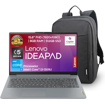 Imagen de referencia para Lenovo IdeaPad Slim 3 Abyss Blue Laptop with Backpack - 15.6-inch Screen, Intel Core i3 13th Generation, 8GB RAM, 512GB SSD, Windows 11, QWERTY Keyboard