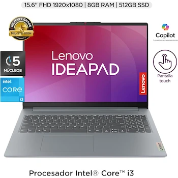 Imagen 3 de Lenovo IdeaPad Slim 3 Abyss Blue Laptop with Backpack - 15.6-inch Screen, Intel Core i3 13th Generation, 8GB RAM, 512GB SSD, Windows 11, QWERTY Keyboard