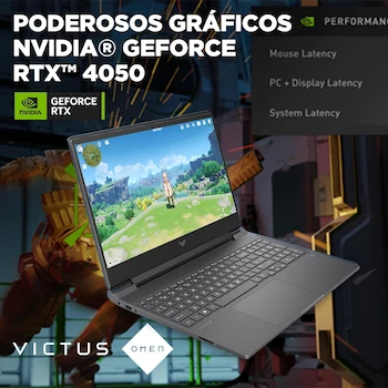 Imagen 4 de HP Victus 15-fa2701la Laptop 15.6" Intel Core i5 16GB RAM 512GB SSD NVIDIA GeForce RTX 4050 6GB Windows 11 Home Teclado Español Garantía México Plateado Mica