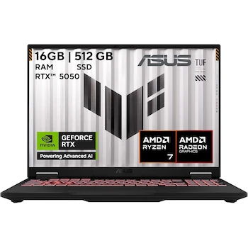 Imagen alusiva al producto ASUS TUF Gaming A16 2025 Laptop AMD Ryzen 7 260 NVIDIA GeForce RTX 5050 8GB GDDR7 16GB RAM 512GB SSD NPU IA 16+ TOPS Teclado Español Garantía México