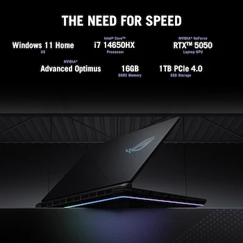 Imagen 3 de ASUS ROG Strix G16 (2025) G615JHR Eclipse Gray Gaming Laptop - Intel Core i7-14650HX, NVIDIA GeForce RTX 5050, 16GB DDR5, 1TB PCIe Gen4 SSD, 16" Display
