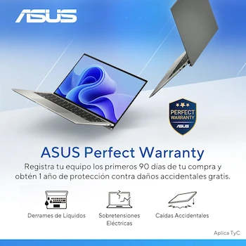 Imagen 3 de ASUS Vivobook Go 14 E1404FA-NK480W AMD Ryzen 5-7520U 8GB RAM 512GB SSD Plata Windows 11 con Mouse y Mochila Teclado en Español Garantía en México