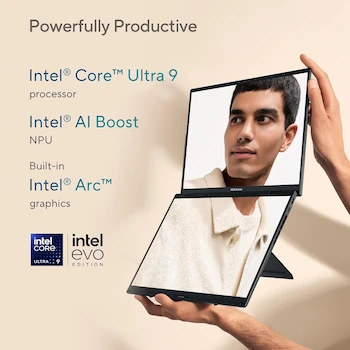 Imagen 3 de ASUS Zenbook DUO UX8406CA-PS99T Dual 14" OLED 3K Touchscreen Laptop Intel Core Ultra 9 285H 32GB RAM 1TB SSD Windows 11 Inkwell Gray