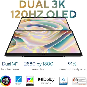 Imagen 5 de ASUS Zenbook DUO UX8406CA-PS99T Dual 14" OLED 3K Touchscreen Laptop Intel Core Ultra 9 285H 32GB RAM 1TB SSD Windows 11 Inkwell Gray